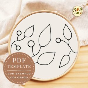 Risco para bordado livre Punch Needle Folhagens